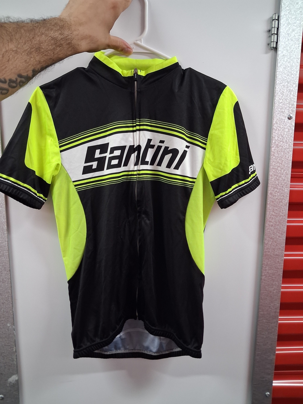 Santini Men’s High-Visibility Black and Neon Yellow Cycling Jersey